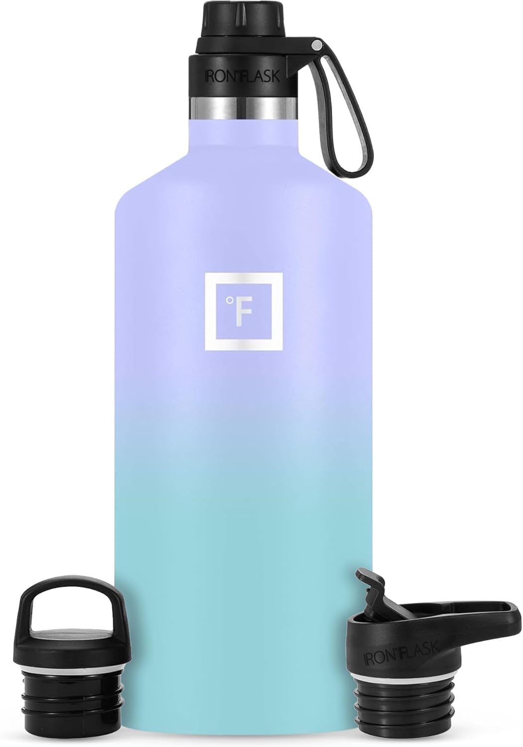 IRON °FLASK Camping & Hiking Hydration Flask with Spout, BPA-Free Insulated Stainless Steel Sports Water Bottle - 64 oz Cotton Candy
