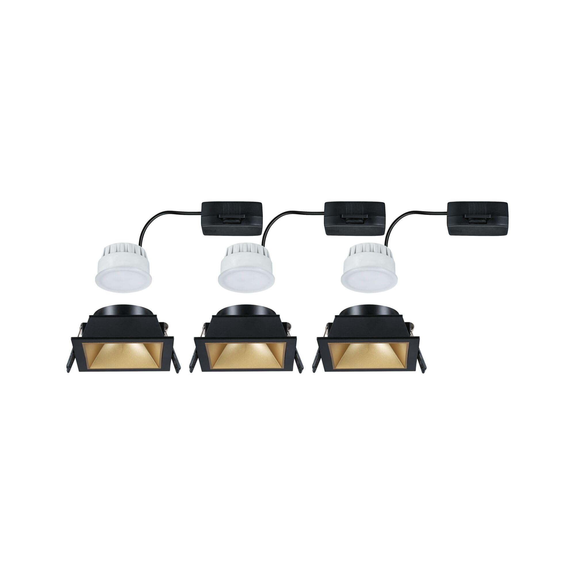 Paulmann 93129 - Foco empotrado (LED, 3 unidades, IP44, cuadrada, 88 x 88 mm, 3 x 6 W, 3 x 470 lm, 230 V, 2700 K, color dorado mate