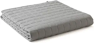 YnM 25lbs Weighted Blanket for Adults, Cotton Heavy Bed Throw Blanket with Cooling Glass Beads for All Season Use, Ideal for One Person of 240lbs (60x80 Inches, Queen Bed, Light Grey)