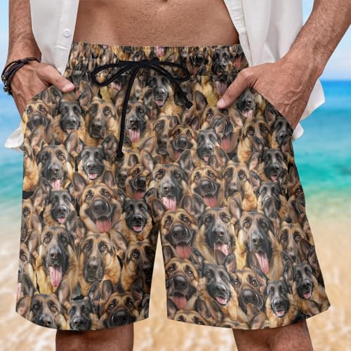 Pet Dog Mens Swim Trunks - Dog Lover Hawaiian Mens Shorts Casual - Summer Drawstring Beachwear Shorts PA432