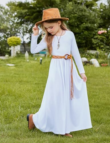 Image of Arshiner Girls Maxi Dress Long /Short Sleeve Casual Holiday Dress with Pockets for 5-13 Years