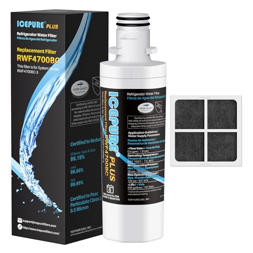 Image of ICEPURE PLUS ADQ747935 NSF /ANSI 53 Certified Replacement for LG LT1000P MDJ64844601, Kenmore Elite 9980, LT1000PC ADQ74793501 LT1000 RWF4700A RWF4700AB Refrigerator Water and LT120F Air Filter, 1Combo