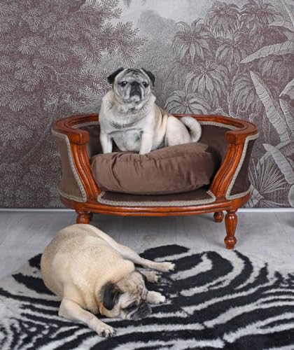 Hundebett Barock Hundesofa mit Kissen Hundekorb Katzenbett Hundekissen Samt Braun 70 cm cat701g70 Palazzo Exklusiv