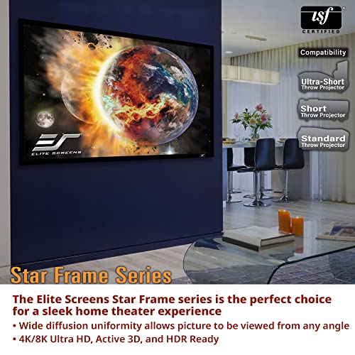Image of Elite Screens Sable Frame B2, 120-inch 16:9, Fixed Frame 4K Ultra HD Home Theater Projection Projector Screen Kit, SB120WH2