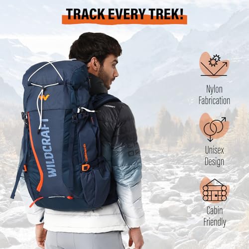 Image of Wildcraft 40 Litre Trailblazer Rucksack Travel Backpack for Mens & Womens - Black Grey | Unisex Travel Backpack Bag for Trekking & Hiking