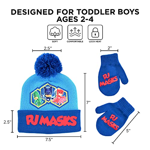 Image of PJ Masks Boys Winter Accessory Hat And Mittens Set, Toddler Beanie For Kids Ages 2-4