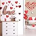 80 Pcs Red Heart Wall Decorations Glitter Heart love Wall Decals for Wedding Anniversary Party Bedroom Home Office, 4 Different Sizes