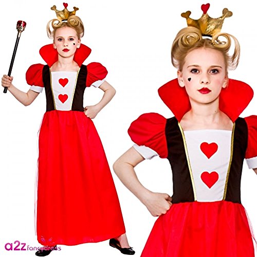 Girls-Kids-Storybook-Queen-of-Hearts-Fairytale-Fancy-Dress-Costume-Small-Ages-3-4