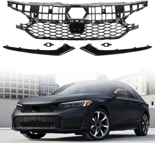 Front Upper Grille for 2025-2026 Honda Civic, Type R Style Honeycomb Design, Glossy Black Finish by ZXMOTO - Used condition - US$153.68