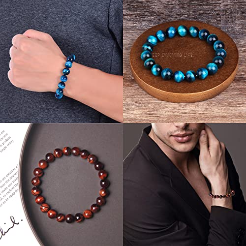 Sonnyx 10 Pcs 8Mm Semi-Precious Gemstones Bracelets Round Beaded Bracelets For Men Women Stone Crystal Healing Stretch Beaded Bracelet Unisex #TOP4