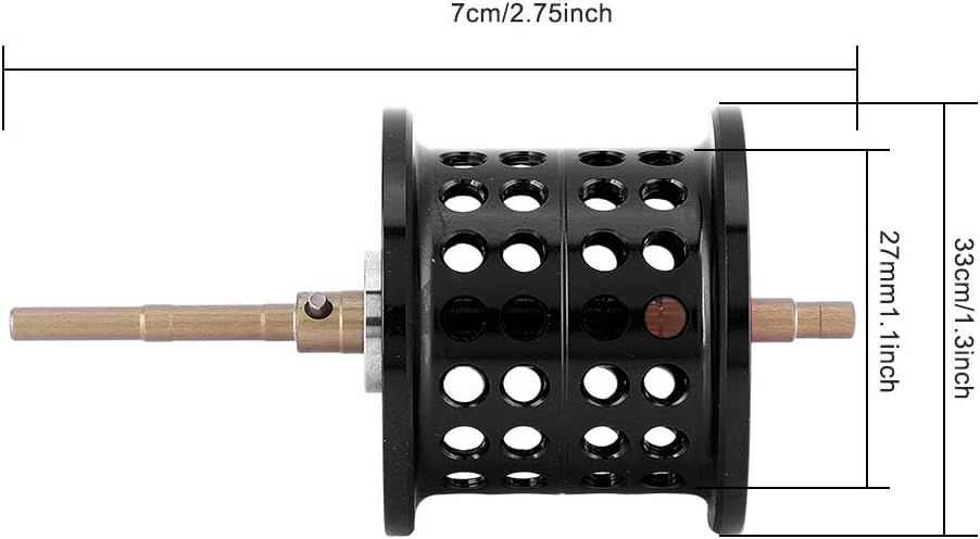 Fishing Reel Spool, Aluminum Round Bearing Design, Casting Reel Spool Black for Anglers Freshwater Saltwater Bass Fishing Scenarios