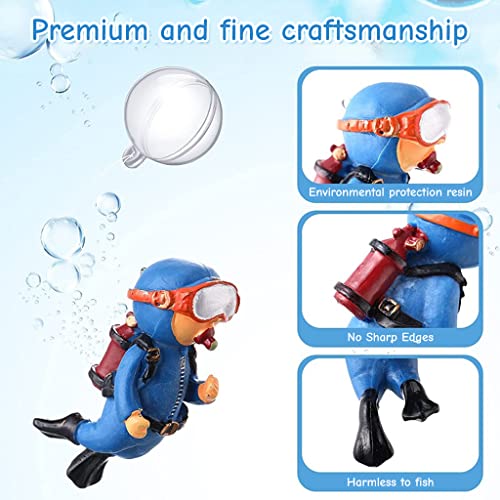 Image of Qpets Aquarium Floating Diver Decorative Items Resin Cute Cartoon Fish Tank Accessories 2 Pcs Blue 7cm Floating Ornament for Aquarium Landscape Decor