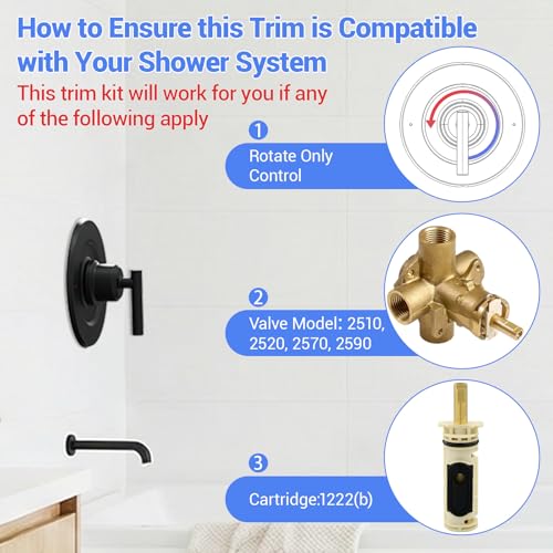 Kit de recambio actualizado para manija de ducha Moen Gibson T2901BL, manija única, compatible con válvula Moen Posi-Temp, negro mate miniatura 3
