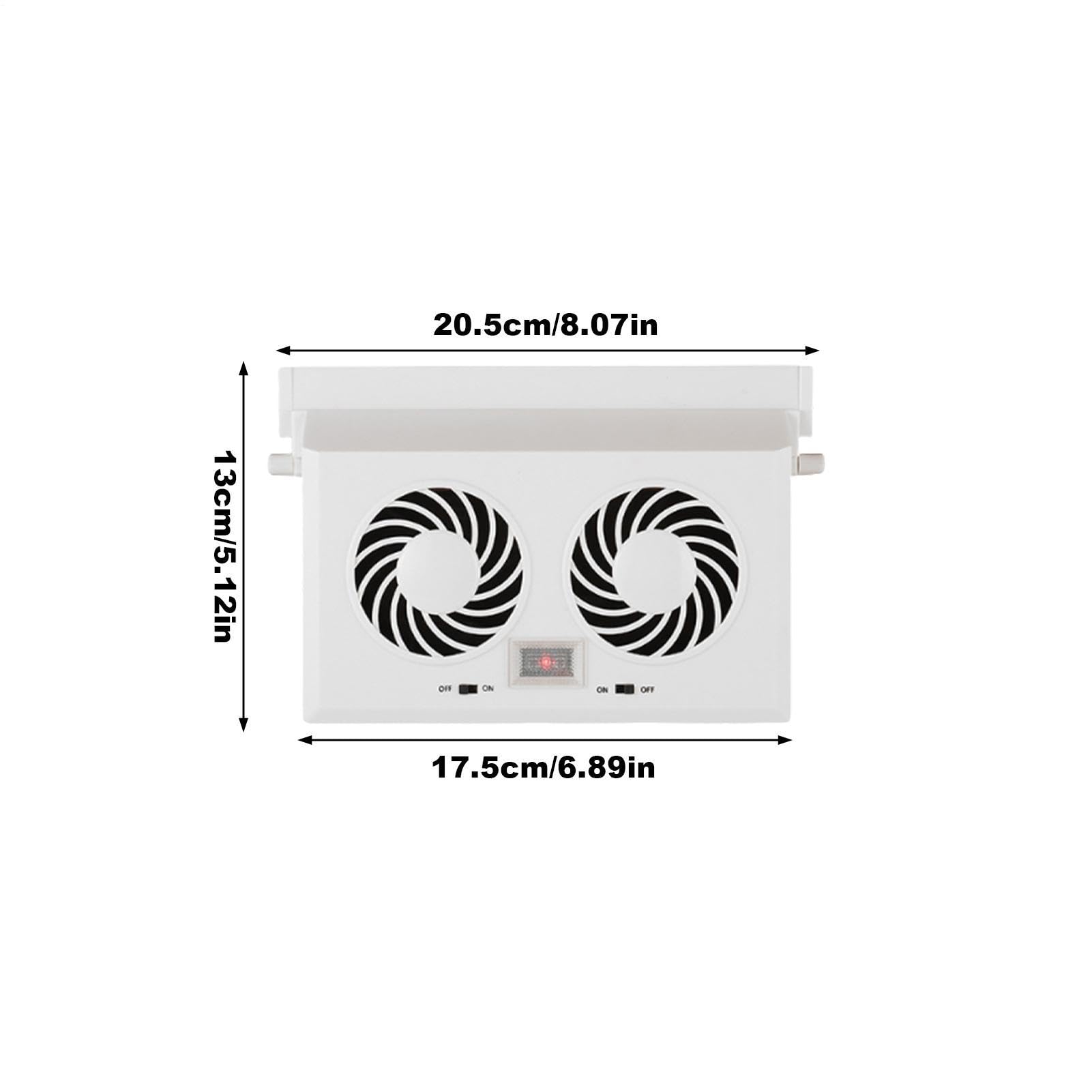 Ventola per finestrino auto – Raffreddamento ad energia solare da 8,07x5,12 pollici, ventilazione a doppia testa, ventole amplificate accessorie di facile installazione | Amplificatore di cir