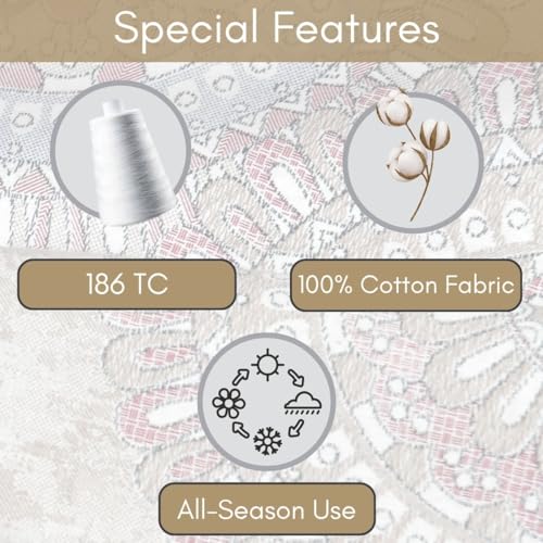 Image of Mafatlal 186 TC Spring Glory King Size Cotton Bedsheet | 274 x 274 cm | Summer Relaxing Bedding Fabric for Relaxing Sleep | Premium Bedsheet Set with 2 Pillow Covers | Ivory Beige