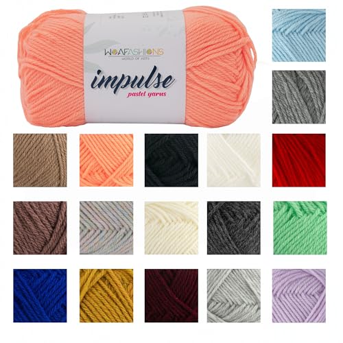 Image of WOAFashions Impulse Hand Knitting & Crochet Yarn, Premium Acrylic, 4 : Medium (Orange Coral) (4x100gms / 14.1oz)