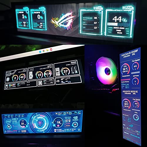 Image of WOWNOVA Computer Hardware Temp Sensor Panel 8.8 inch Monitor, PC Temperature Display, HD LCD Screen for PC Case Accessories Gaming Secondary Monitor, Compatible with Windows RPi (No-Touch)