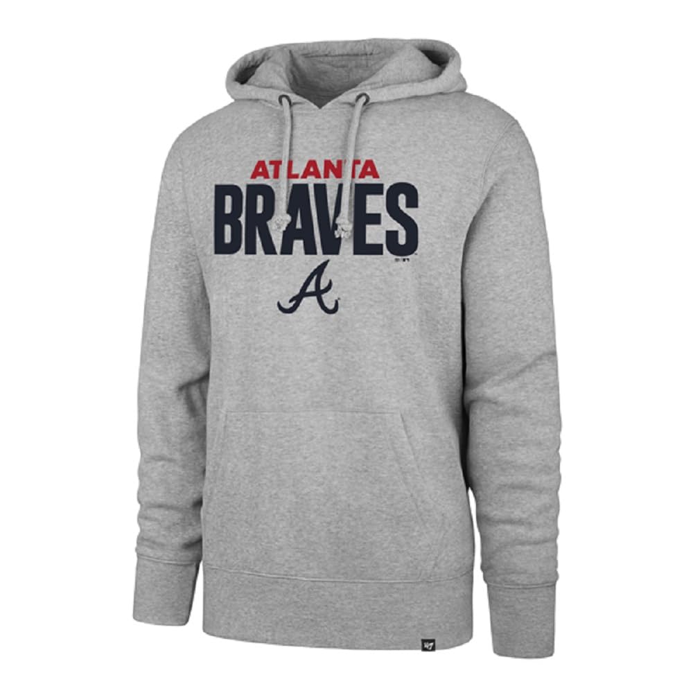 '47 MLB Men's Officially Licensed Heather Grey Stack Up Fleece Pullover Hoodie Sweatshirt