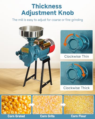 Image of NAIZEA Electric Grain Grinder Mill, 3000W 110V Commercial Spice Wheat Grinders, Flour Corn Mills w /Funnel,Corn Grinders Machine for Corn, Wheat, Rice, Cereals(Dry Cereals Grinder)