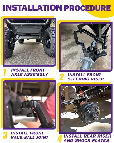 Howbow 106-006-06-4412 Ezgo Txt 6 Inch Lift Kit With Tie Rod End, 6Inch Golf Cart Lift Kits Drop Axle thumb #4