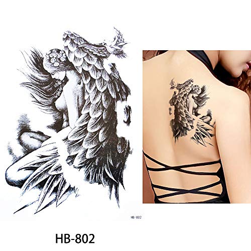 Glaryyears Angel Mermaid Temporary Tattoos For Women Girls, 6-Pack Large Sketch Fake Tattoo Stickers, Long-Lasting Realistic Tattoos For Body Arm Back Leg #TOP6