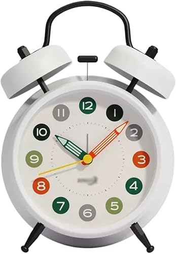 Alarm Clock Bedroom 4" Twin Bell Silent Non-Ticking Battery Operated Extra Loud with Backlight for Bedside Table Desk Table Clock Bedside Clock