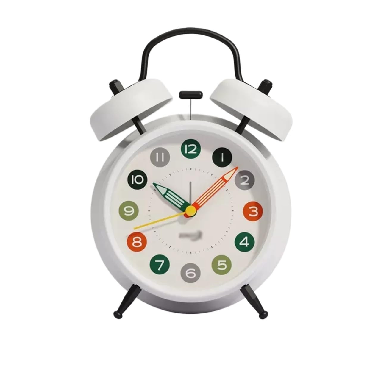 YHxFlux Table clocks 4" Twin Bell Silent Non-Ticking Battery Operated with Backlight for Bedside Table Desk for bedrooms(White)