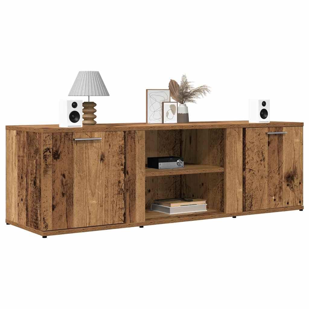 Mobile Porta TV in Legno Antico Multistrato 120x34x37 cm con 2 Scomparti e Ripiani, Ampio Spazio Archiviazione per Lettori DVD e Oggetti Decorativi, Design Pratico