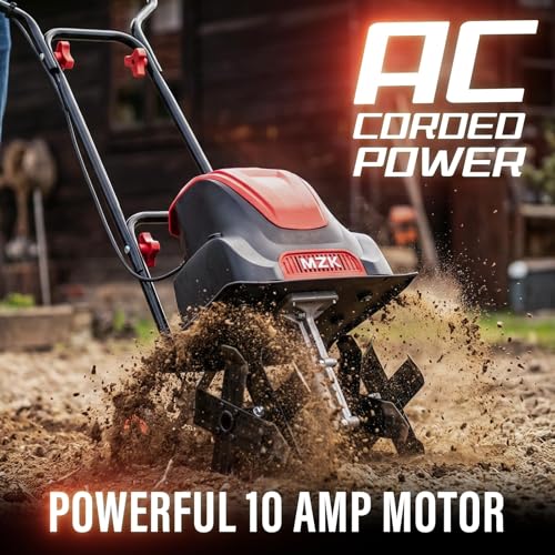 Image of MZK 12-Inch 10.5A Electric Tiller Cultivator,Garden Rototiller 8-Inch Depth