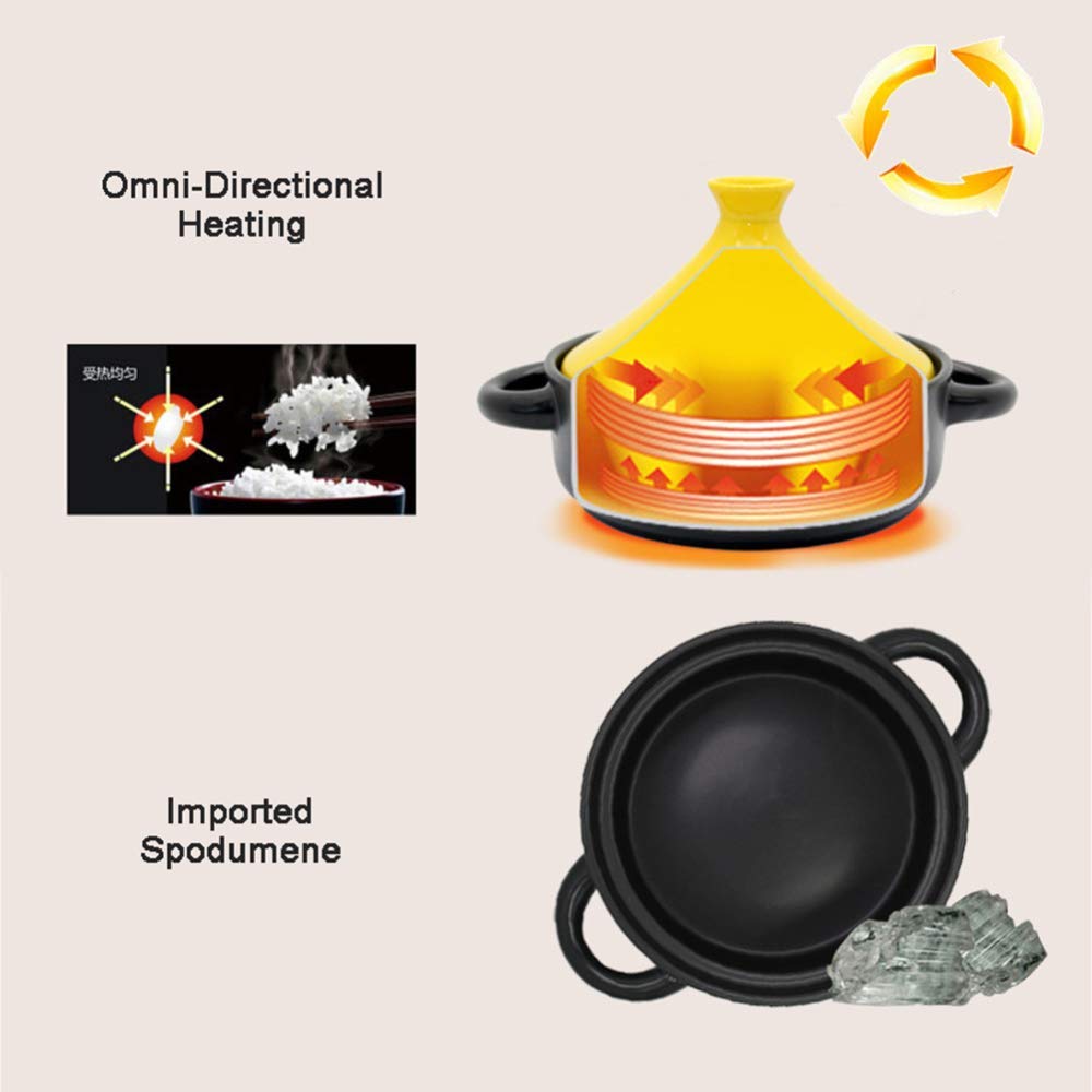 Marmite à tajine, Casserole à Braiser avec céramique, Pot Multifonctionnel à résistance aux Hautes températures pour la Cuisine à Domicile ou Le Restaurant, cocotte à Soupe mijoteu