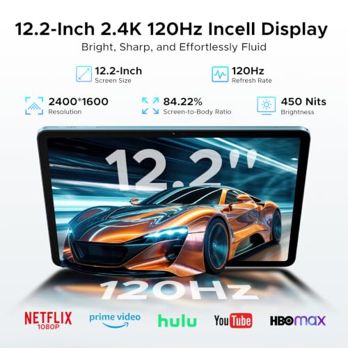 Image of P12 Plus 12 Inch Tablet Android 16, T7300 Octa-core, 12000mAh /18W, 2.4K 120Hz, 48GB RAM+256GB ROM /2TB TF, Gemini AI, 5G WiFi, 8MP+13MP, Face ID, OTG, Widevine L1, Tablet with Keyboard and Pen,BLUE