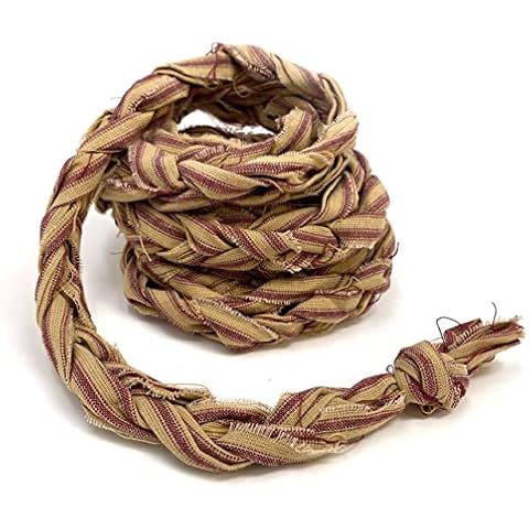 9 ft Red Ticking Homespun 100% Cotton Fabric Braided Christmas Garland by Marilee Home Cover