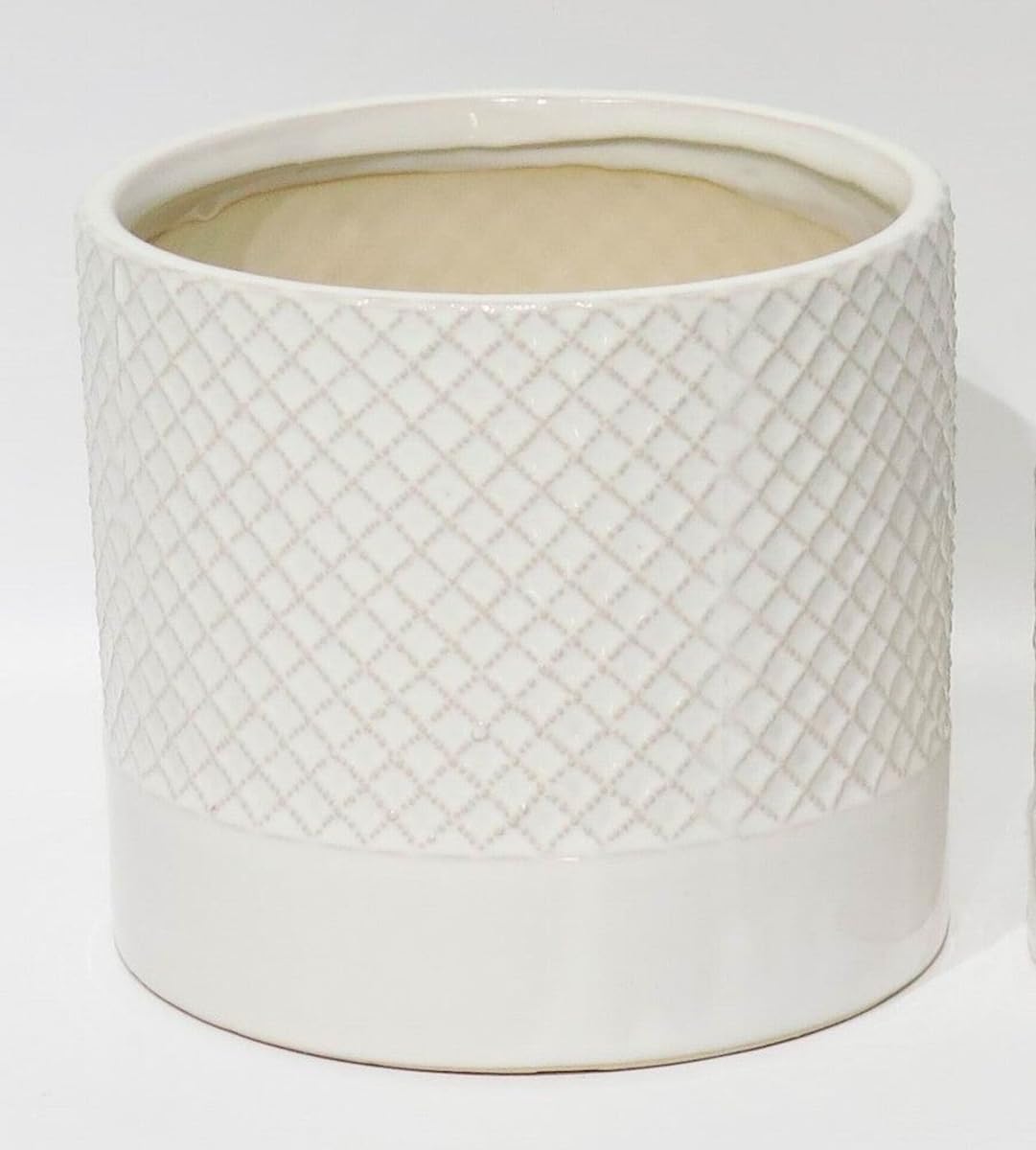 212 Main White with Criss Cross Pattern Planter