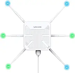 WAVLINK 2025 AX3000 Outdoor WiFi 6 Extender, Long-Range WiFi Repeater/Access Point with Dual Band/PoE/IP67 Waterproof/6 x 7dBi Antennas, Supports Up to 256 Devices for Garage, Yard, RV,Fa