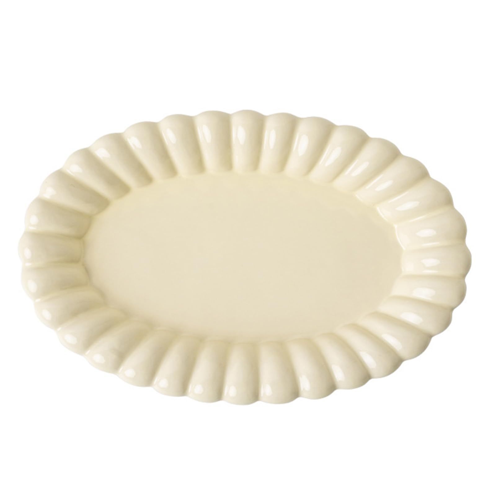 soulnioi Ceramic Dinner Plate, 12 Inch Salad Plates, Flower Oval Fruit Plate Dessert Appetizer Plate