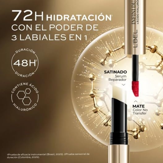 L'Bel Infini Dual 72H No transfer lipstick with hyaluronic acid - Lipstick - Balm - Rose Flamant