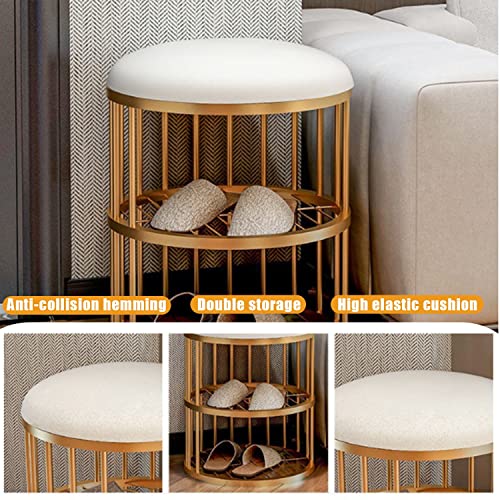 Banc à chaussures moderne en velours blanc de 34 cm pour le rangement de l'entrée - 5