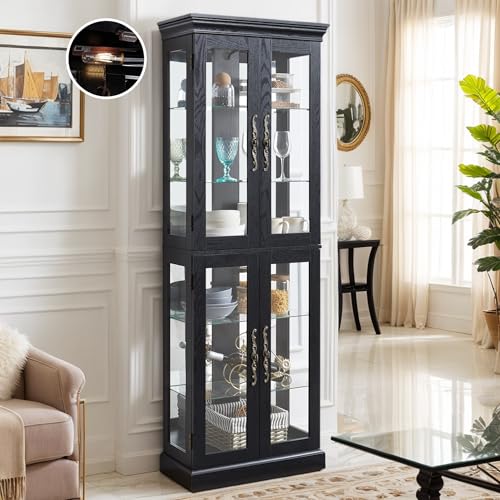 CKEASEAN Lighted Curio Cabinet