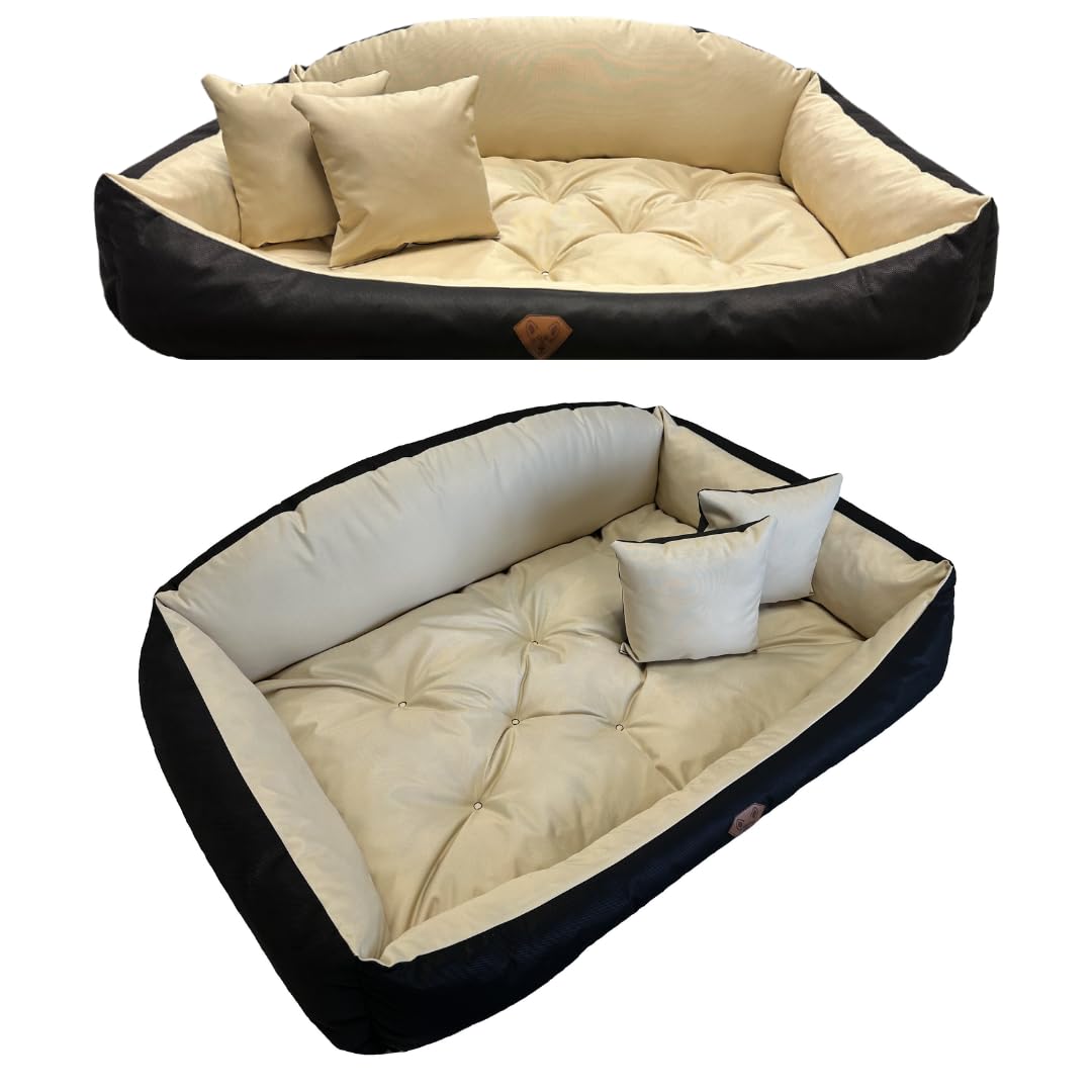 Dogs4Life Waschbar Orthopädisches Hundebett Hundekissen Hundesofa Hundekorb für Kleine Mittelgroße Grosse Hunde (L, Beige)