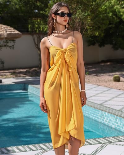 Image of Eicolorte Womens Beach Cover Up Chiffon Sheer Bikini Beach Swimsuit Coverup Sarong Pareo Wraps for Women