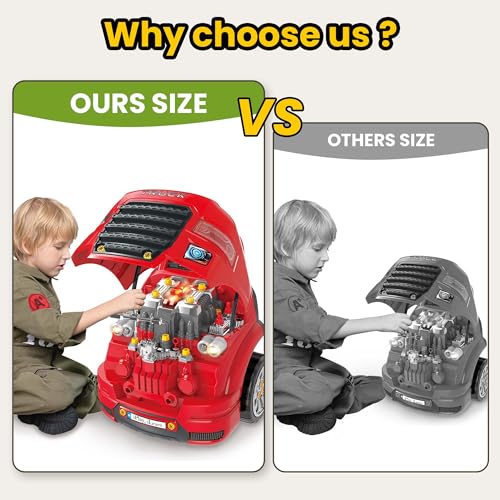 iPlay, iLearn Large Truck Engine Toy, Kids Mechanic Repair Set for 3-5 Yr Toddlers, Big Builder Kit, Take Apart Motor Vehicle Pretent Play Car Service Station, Gifts 4 6 7 8 Year Old Boy Child by iPlay, iLearn - Image 3