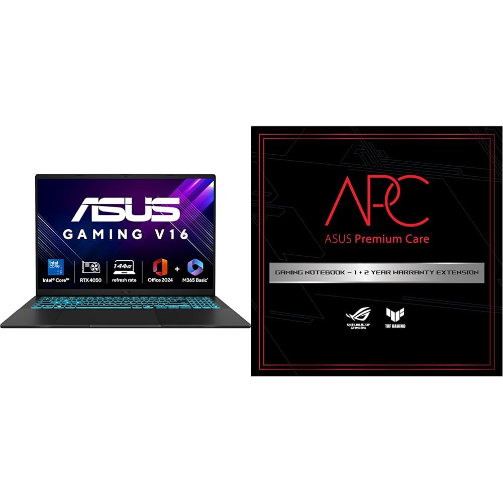 asus gaming v16 (2025) 14th gen,intel core 5 210h gaming laptop (rtx 4050-6gb/16gb ram/512gb ssd/windows 11 home/16/144hz/m365*/office home 2024asus 2 year brand warranty extension