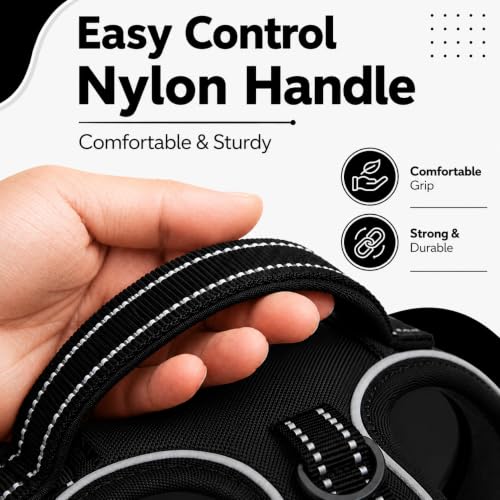 Image of Dog Harness for Small Dogs | No Pull, Adjustable, Reflective, Harness Leash Combo for 5-13Kg Pets (Black, Small)
