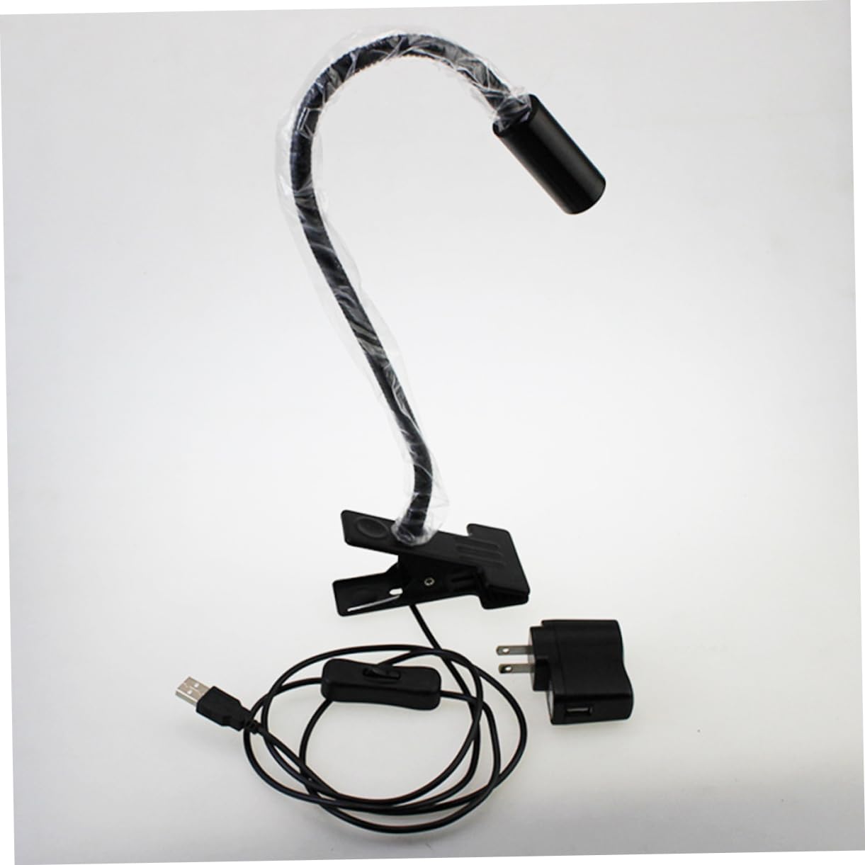 LED Lectura Lámpara de Clip USB 3W Tubo Flexible Cuello de Cisne Foco de Trabajo Luz de Taller Negro, Dirección Ajustable