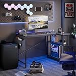 TIQLAB Small Computer Desk with Power Outlets, 40 Inch L Shaped Desk with Reversible Shelves, Gaming Desk Corner Desk Study Writing Table for Home Office Bedroom Living Room, Black - Image 5