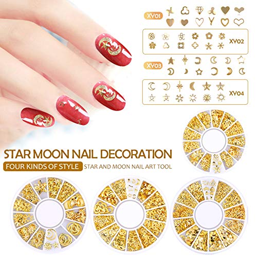Kreativer metallischer 3D-Mond-Liebes-Stern, Herz, Blume, Nagel-Ornamente, Schmuck – 3# – Bild 3