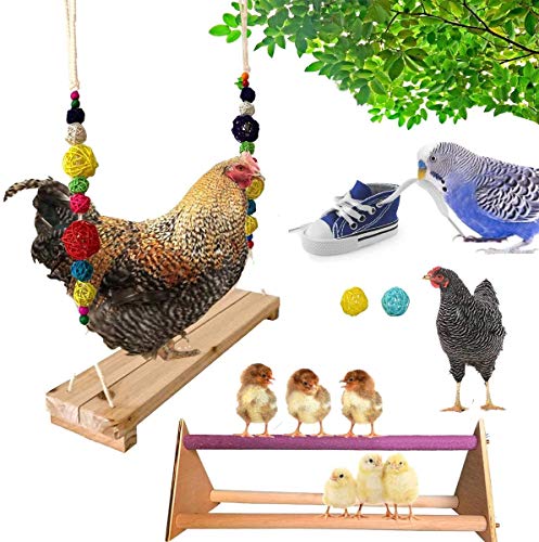 Trecynd Lot de 5 poulets en bois pour perche et poulet en forme de poulet et de poulet - Accessoire d'entraînement pour grand oiseau, poulet, perroquet, ara Cover