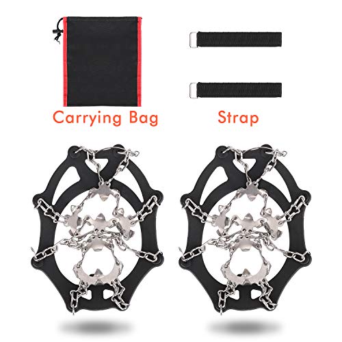 Crampons Ice Cleats Traction Snow Grips with 19 Spikes for Women Men Kids Boots Shoes Safe Protect Lightweight Crampons, Hiking, Walking, Climbing, Jogging Mountaineering on Ice and Snow (L)
