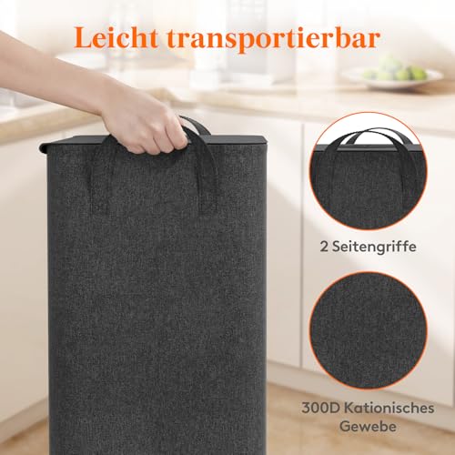 Lifewit 80L Pfandflaschen Sammelbehälter mit Deckel, Groß Pfandflaschen Aufbewahrung, Behälter Leergut & Altglas Aufbewahrung, Flaschensammler mit Loch Küche Abstellraum Flaschentasche, Dunkelgrau