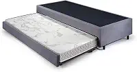 Bicama Solteiro King 96x203x28cm Suede e Colchão Auxiliar D23 78x188x12cm Ecoline Cinza